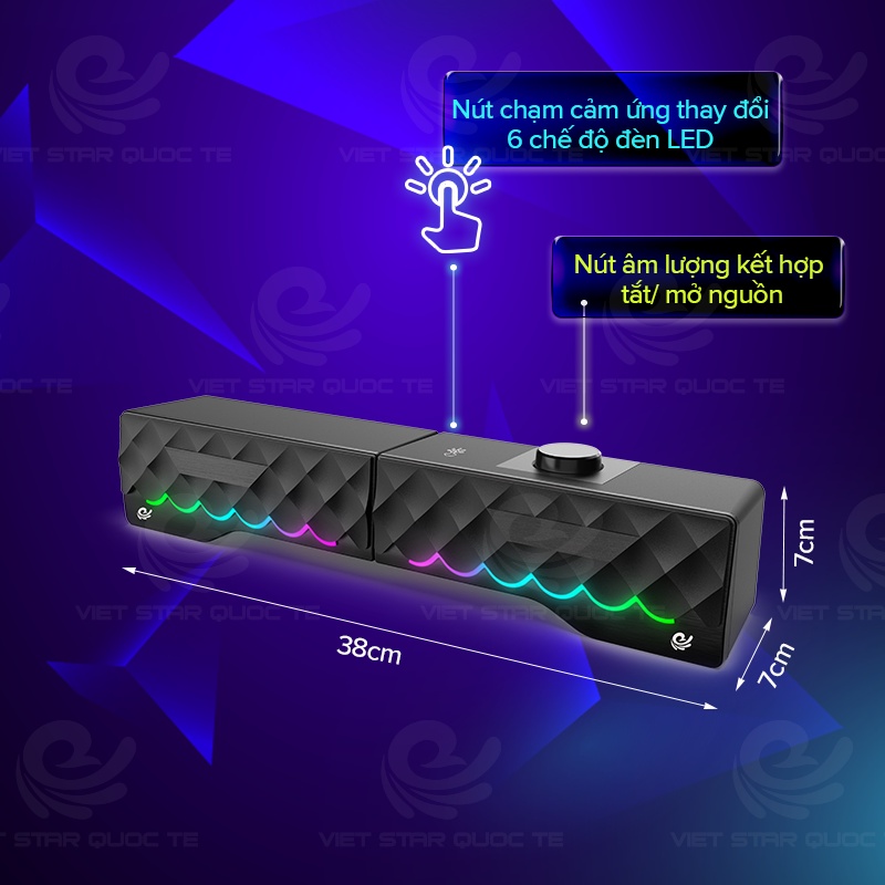 Loa vi tính bluetooh VS-168, USB hiệu ứng LED RGB,kết nối tai nghe, thanh âm tuyệt đỉnh,công suất lớn, bảo hành 12 tháng