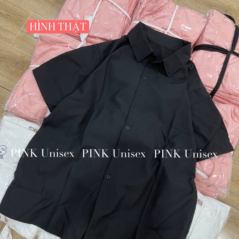 [ PINK ] Áo Sơ Mi TRƠN BASIC form rộng tay lỡ Unisex