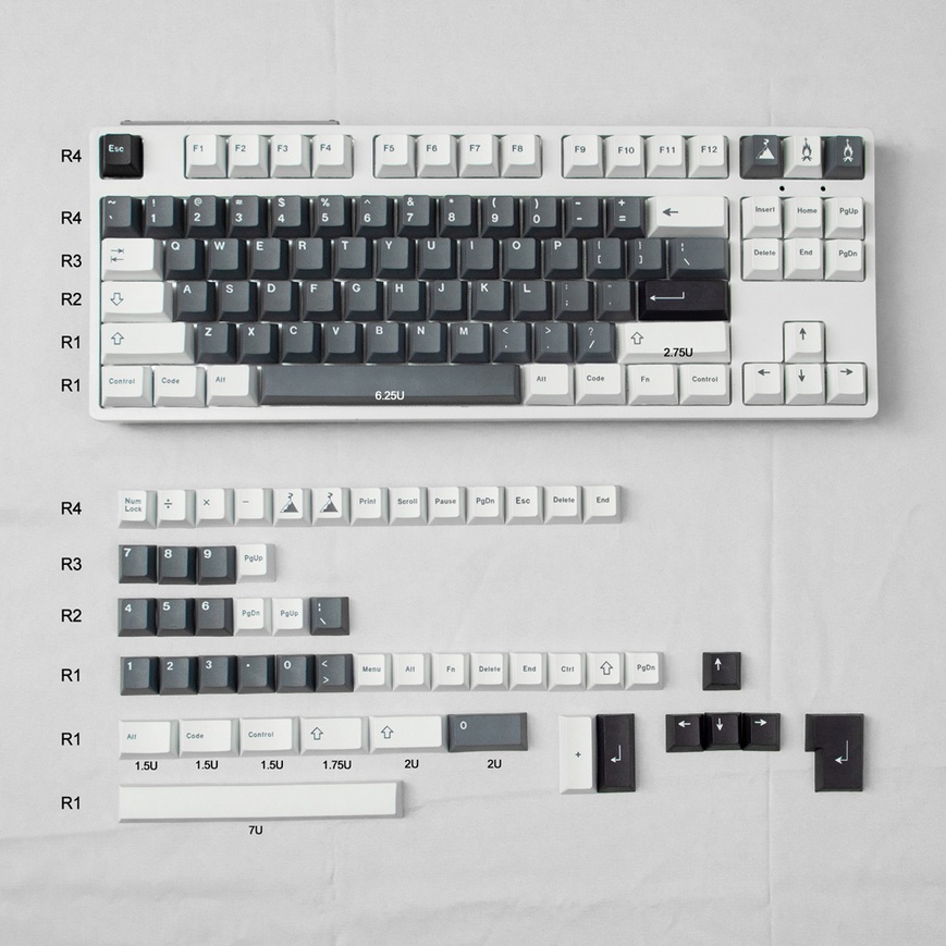 138 phím Ashes Keycap Cherry Profile Minimalist PBT Dye Sub Bàn phím cơ Keycap