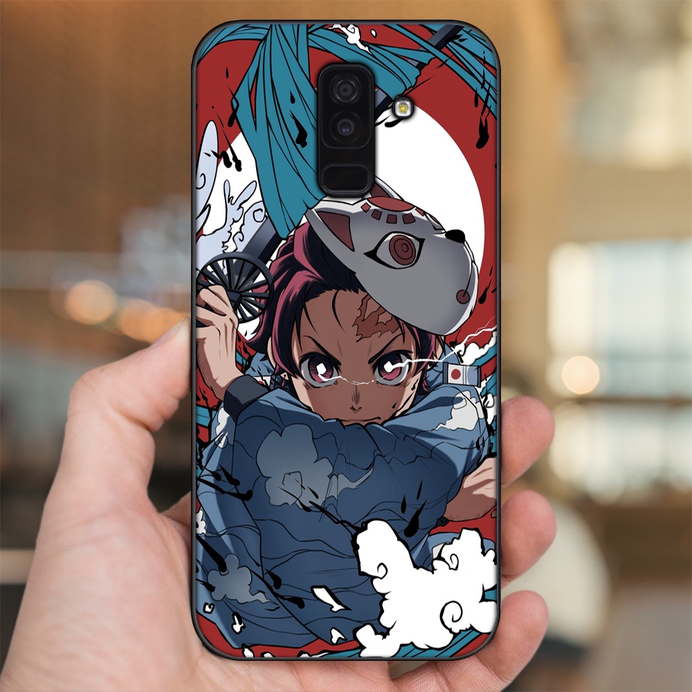 Ốp lưng Samsung A6 Plus viền đen in hình Tanjiro Kimetsu No Yaiba
