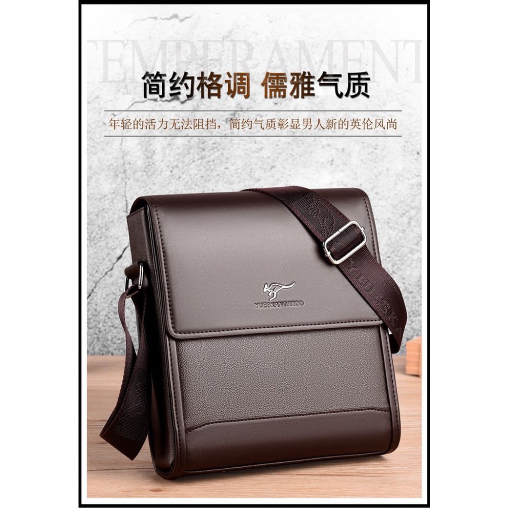 (3)Túi đeo chéo nam da bò YUEKANGAROOS T53 27x23x7cm bảo hành da 12 tháng (Nâu-Đ