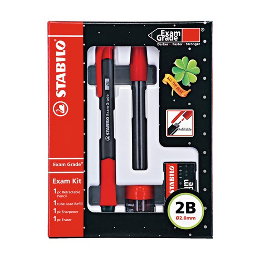 Bộ 1 hộp bút chì bấm STABILO Exam Grade MP9883C + bút bi STABILO performer 898 xanh (MP9883CG)