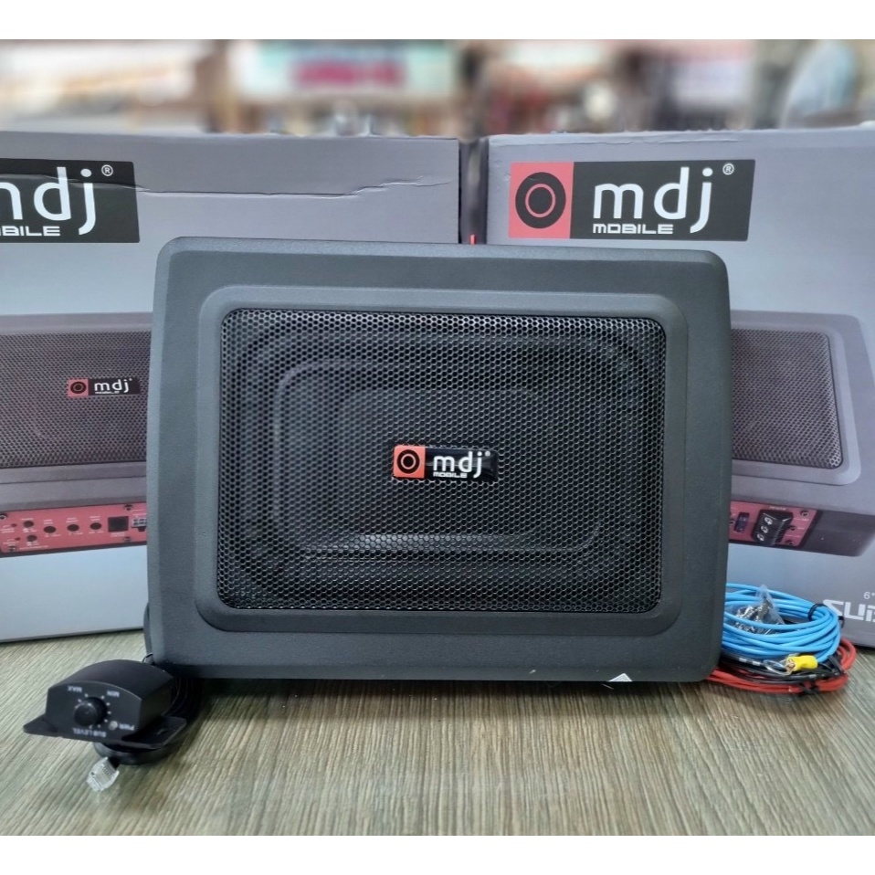 Loa sub ô tô, Loa sub gầm ghế ô tô MDJ 69A 600W 6x9 inch 285x210x75 mm có kèm đủ dây nguồn và điều khiển âm lượng