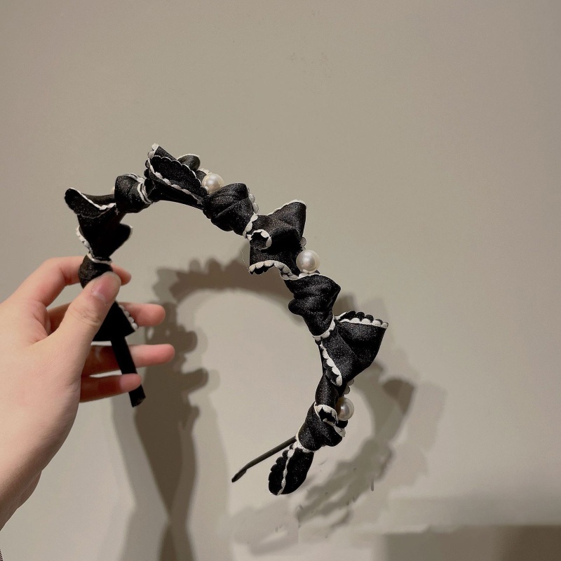 Băng Đô Cài Tóc Hình Nơ Bằng Vải Phối Kim Tuyến Lấp Lánh Thời Trang