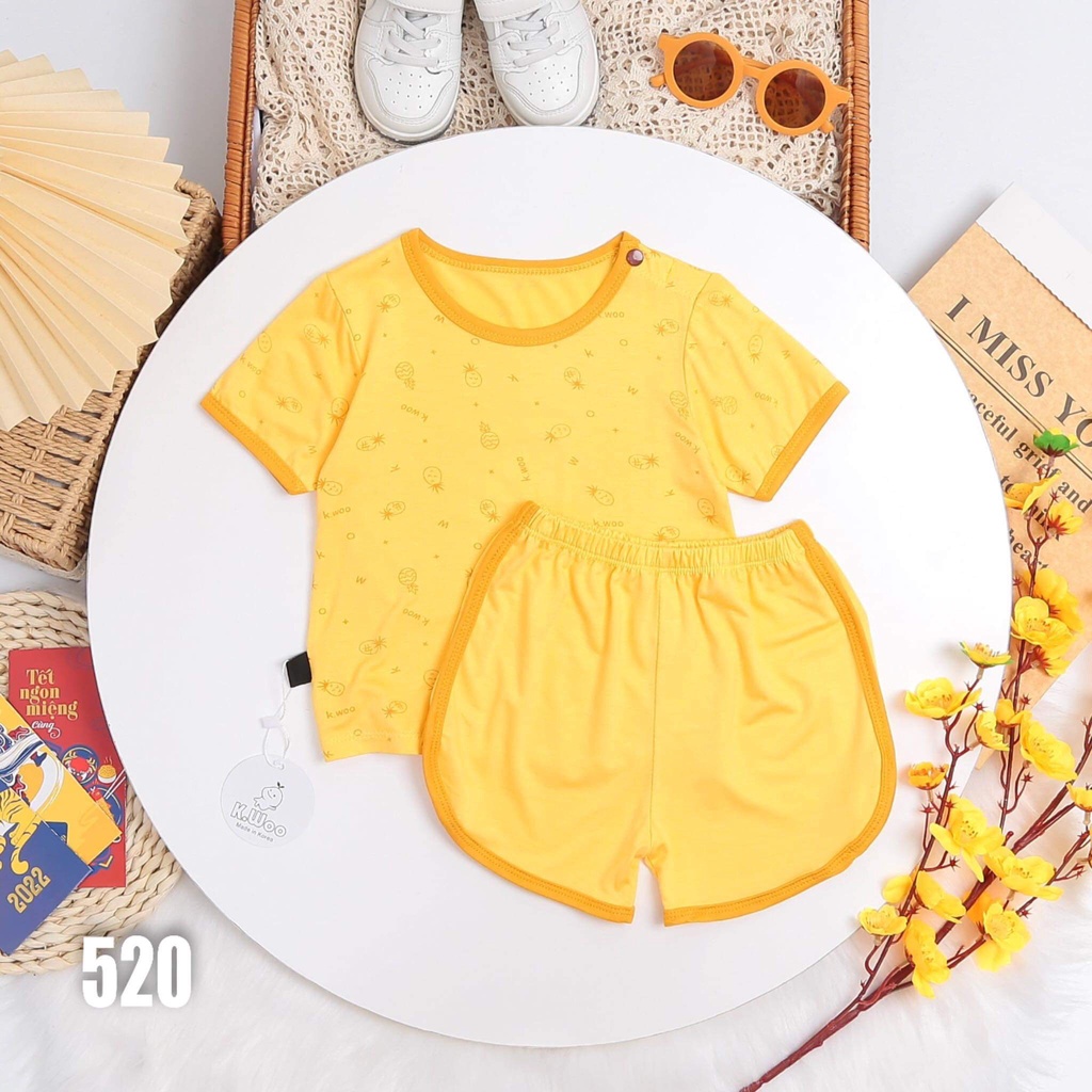 Bộ Ngắn K.WOO In Họa Tiết Siêu Đẹp, Bé Trai-Bé Gái, 7-19KG.