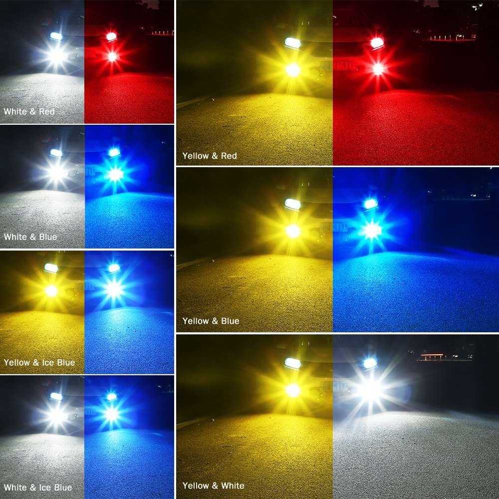 2 cái Đèn sương mù ô tô 36SMD Đèn ô tô LED hai màu H8 H11 H16 H4 H7 9005 9006
