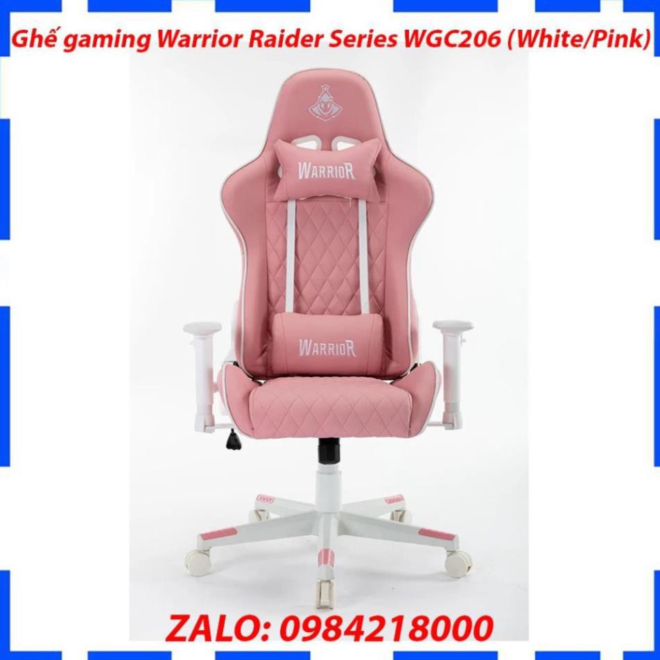 Ghế Gaming Warrior Raider Series WGC206 White/Pink - Chất Liệu Da PU Cao Cấp - Bảo Hành 12 tháng