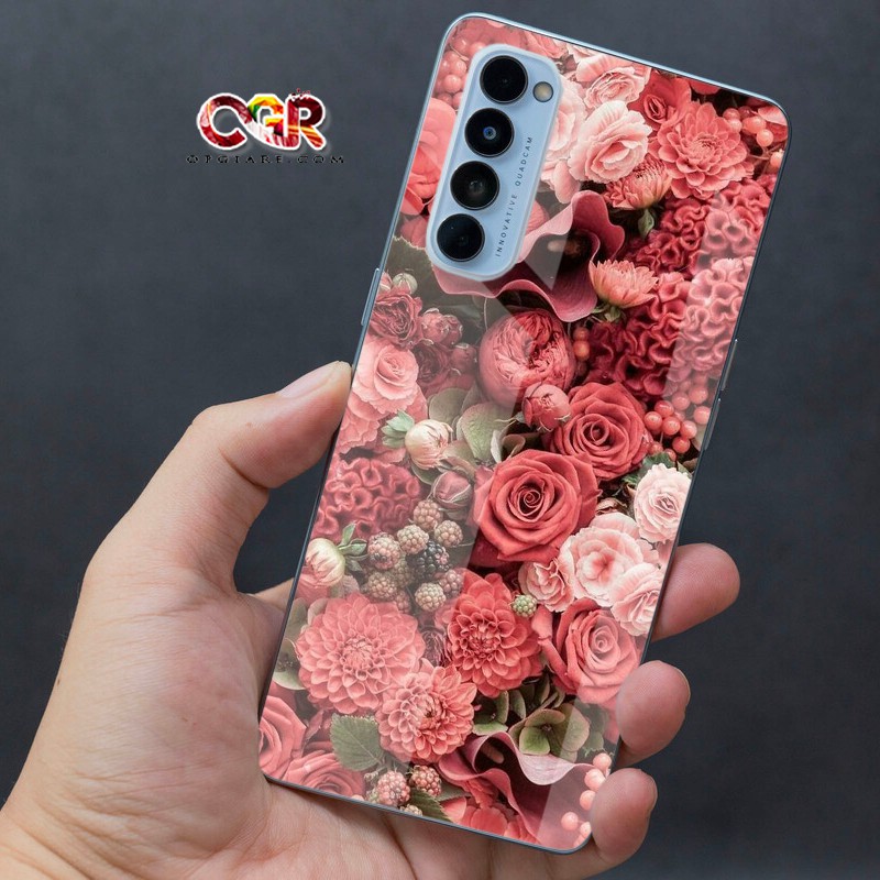 Ốp lưng OPPO RENO4/RENO 4 PRO/RENO 5/RENO 6/6Z mặt kính hoa tiết Bắt mắt