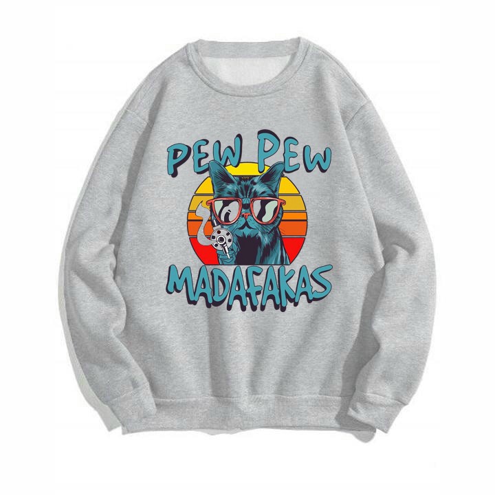 Áo sweater unisex form rộng PEWPEW MADAFAKAS siêu đẹp