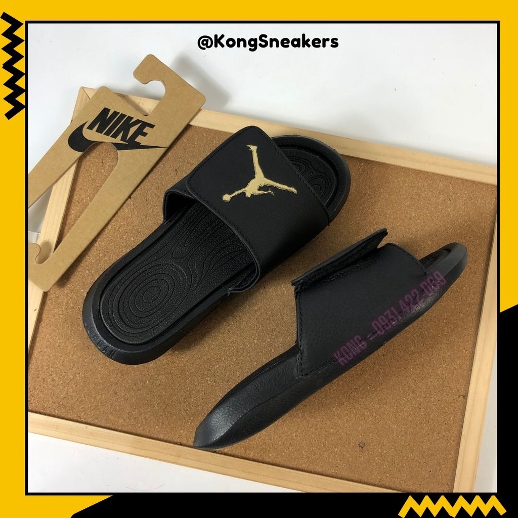 Dép JD Jordan bóng rổ quai ngang dán nữ màu đen đủ tem,tag, có tặng kèm Box JD