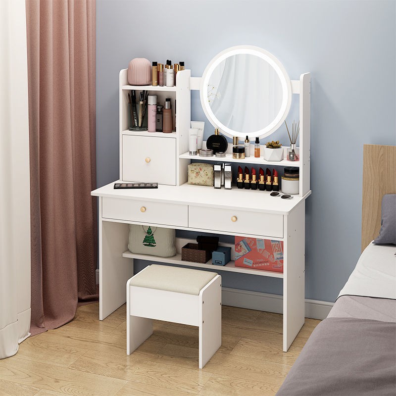 Bàn trang điểm phòng ngủ hiện đại tối giản kiểu Bắc Âu tủ tích hợp cách lưới màu đỏ nhỏ < | BigBuy360 - bigbuy360.vn