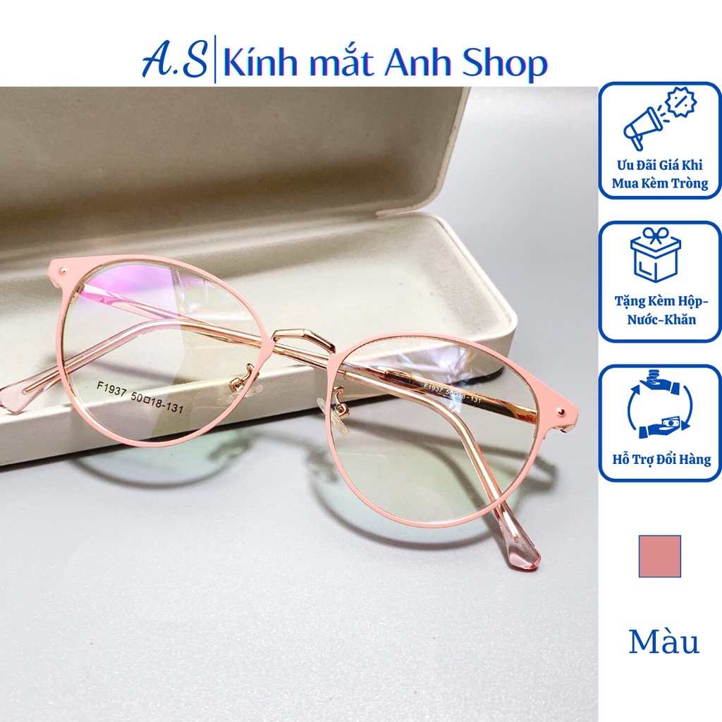 Gọng kính tròn thời trang nữ giới kiểu dáng tròn dễ thương chất liệu kim loại 1937