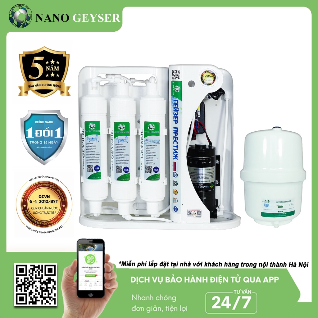 Máy lọc nước Nano Geyser SLIM S8 - Hàng chính hãng bảo hành điện tử 5 năm, Nước đạt chuẩn tinh khiết, Thiết kế nhỏ gọn