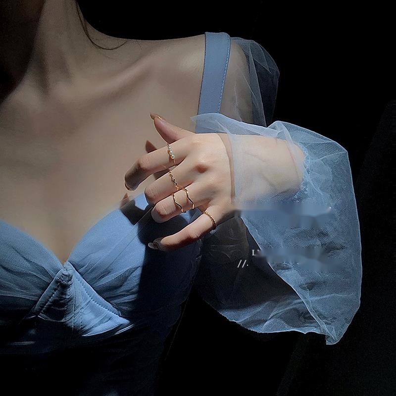 Bộ Nhẫn Đính Ngọc Trai Sang Trọng Cá Tính Hợp Thời Trang