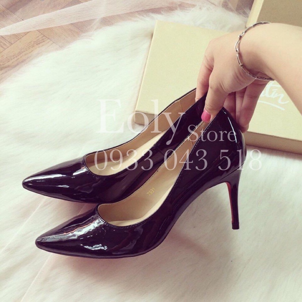 Giày Cao Gót 7cm - Hàng VNXK - Đế Pháp Da Bóng - Giày Gót Nhọn Công Sở - Chống Trầy Xước Nhẹ - Full size