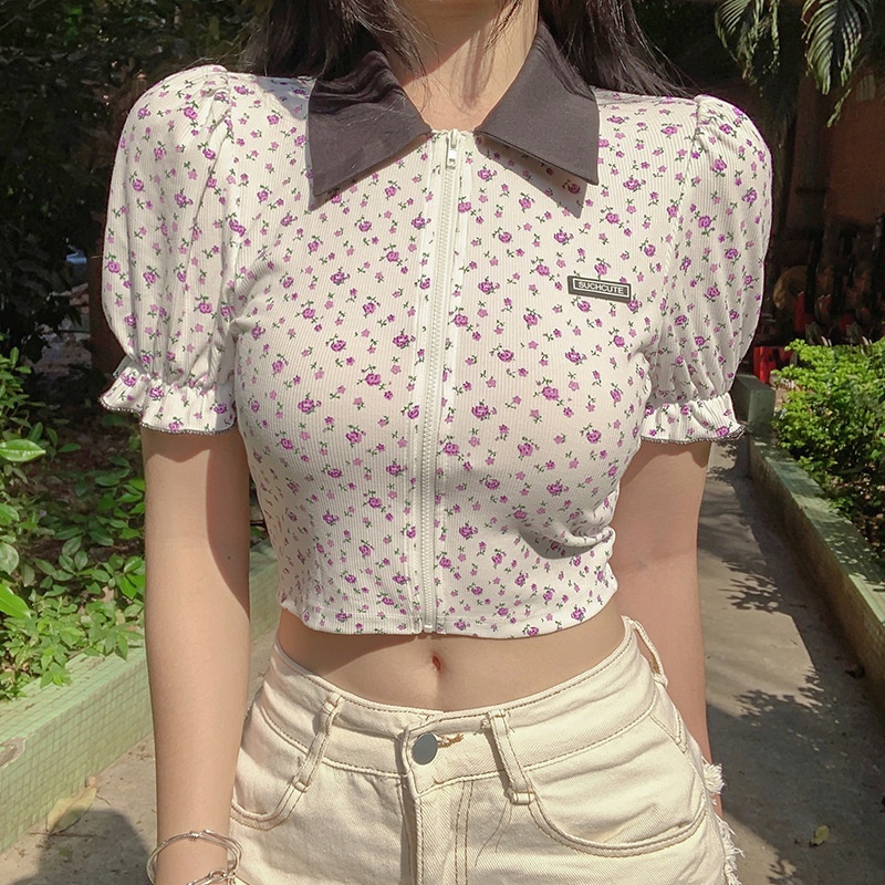 Áo Thun Tay Ngắn In Hoa Thời Trang Nữ Tính