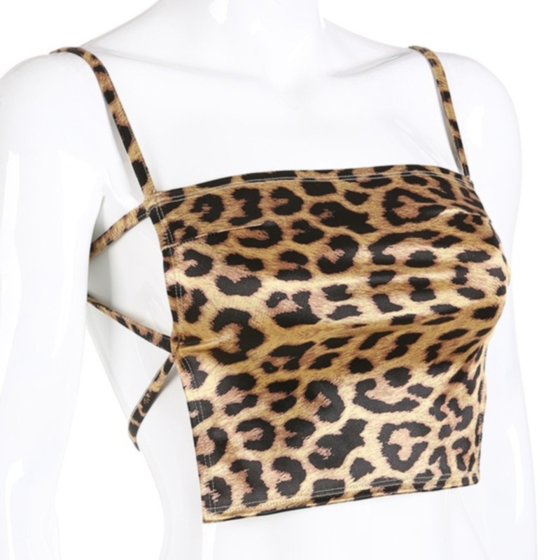 Sexy Backless Leopard Print Cross Straps Camisole Women | BigBuy360 - bigbuy360.vn