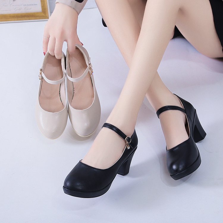 Qiaoyiluo Giày Đế Xuồng Mũi Tròn Ngắn Có Khóa Thời Trang Cho Nữ