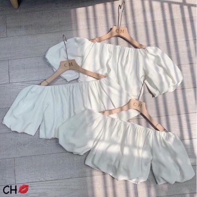 Áo bẹt vai croptop bí phồng