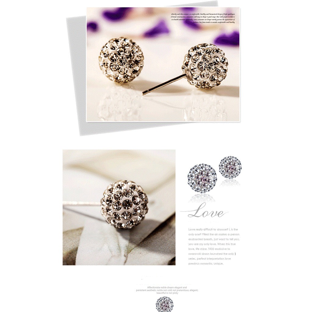 Bông tai bạc Diamond cao cấp Hàn Quốc [Đơn 50k tặng kẹp tóc Hàn Quốc cực xinh]
