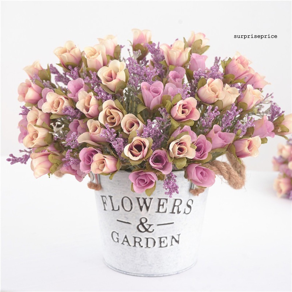 Bó 20 bông hoa hồng giả trang trí tiệc lãng mạn