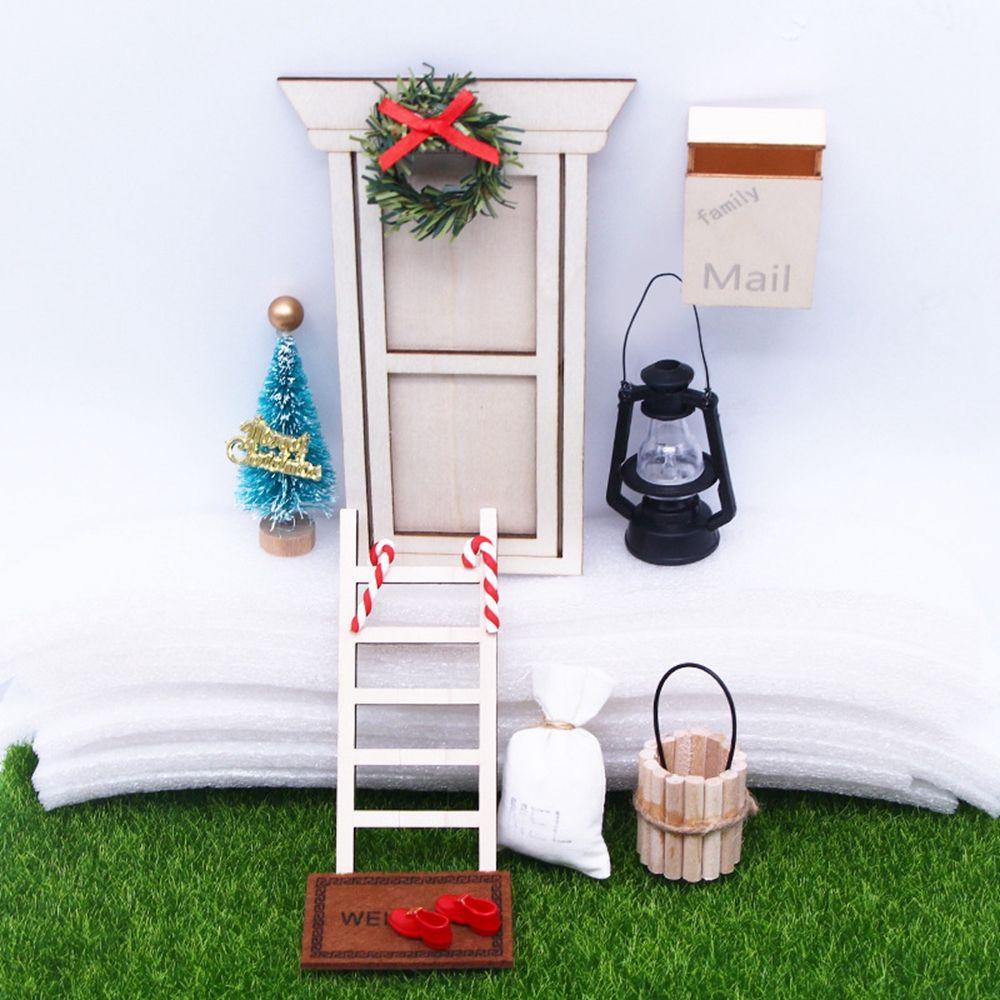 1 Set Thảm Gỗ Lót Sàn Kèm Cây Chổi &amp; Đèn Trang Trí Nhà Búp Bê