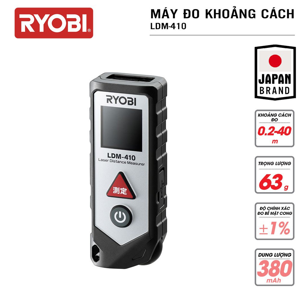 Máy Đo Khoảng Cách 40m bằng tia Laser Ryobi LDM-410 ( đo được đường cong )