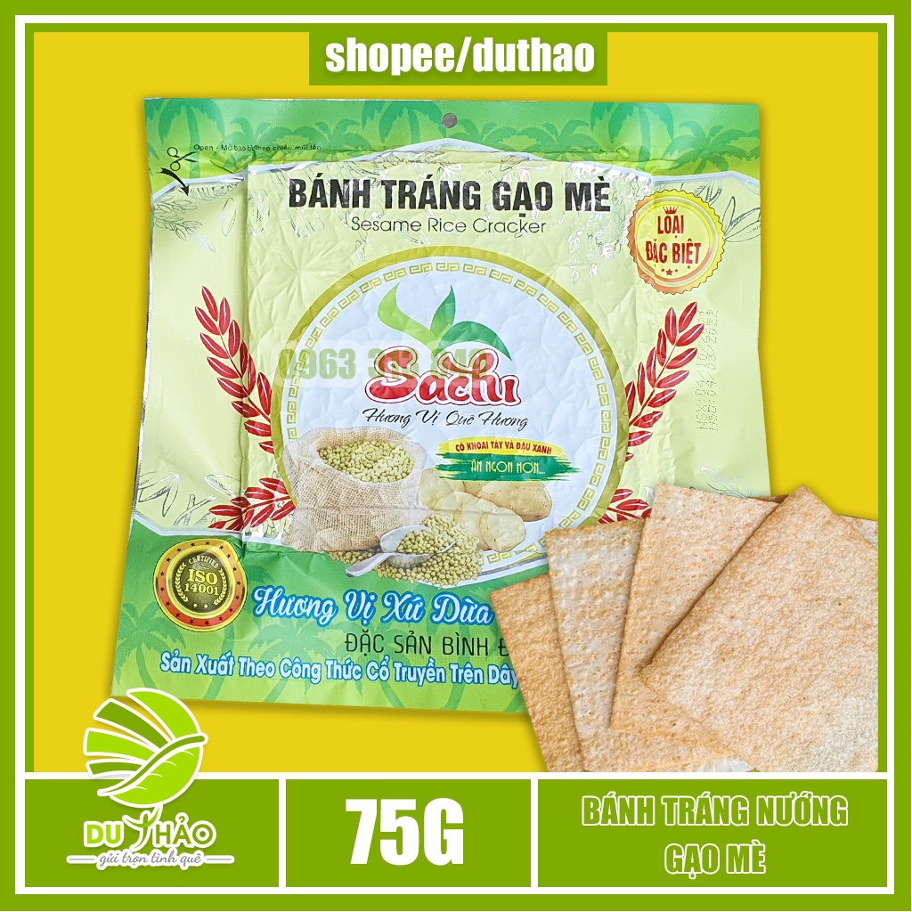 Bánh tráng nướng giòn xốp gồm 5 vị khác nhau: ruốc, rong biển, nước dừa, gạo mè, ít ngọt thích hợp ăn kiêng