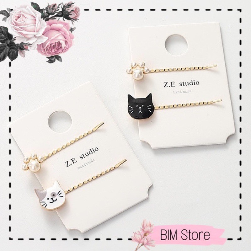 Set 2 kẹp tăm hình mèo, bàn chân mèo đáng yêu cho nữ