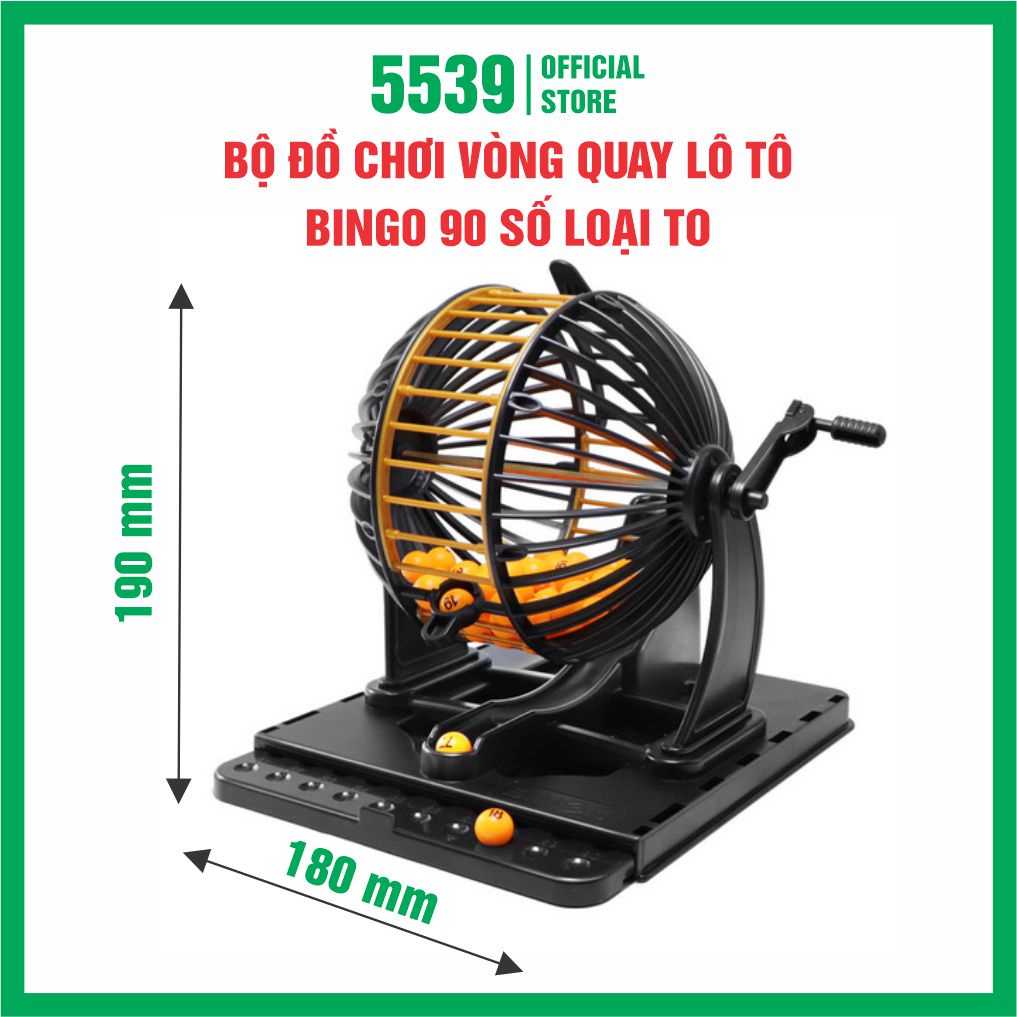 Bộ đồ chơi lồng quay lô tô bingo 90 số loại to tặng kèm 24 tờ số dò hàng loại 1 - Shop 5539
