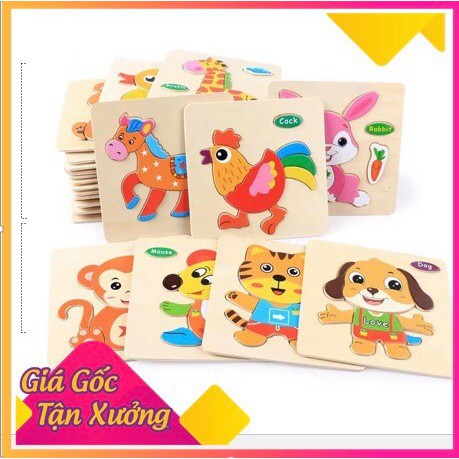 TRANH GHÉP HÌNH ĐỘNG VẬT 3D BẰNG GỖ Cho Bé ❤SALE SỐC❤ Đồ Chơi Xếp Hình, Lắp Ráp Gỗ 3D Phát Triển Trí Tuệ Bé