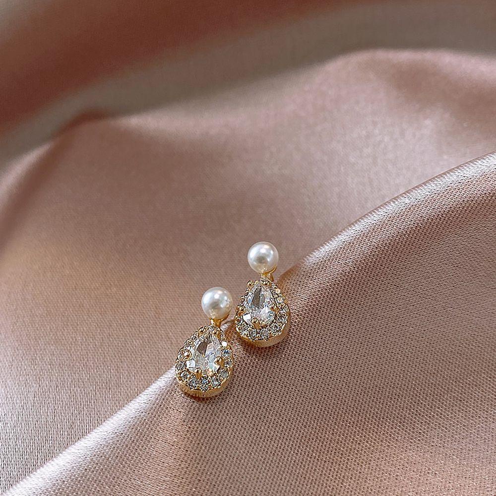 Bông Tai Hình Giọt Nước Đính Đá Thời Trang Sang Trọng Cho Nữ