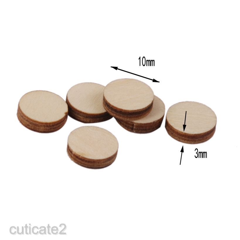 200X Plain Unfinished Wooden Round Circle Discs Embellishments Art Craft DIY