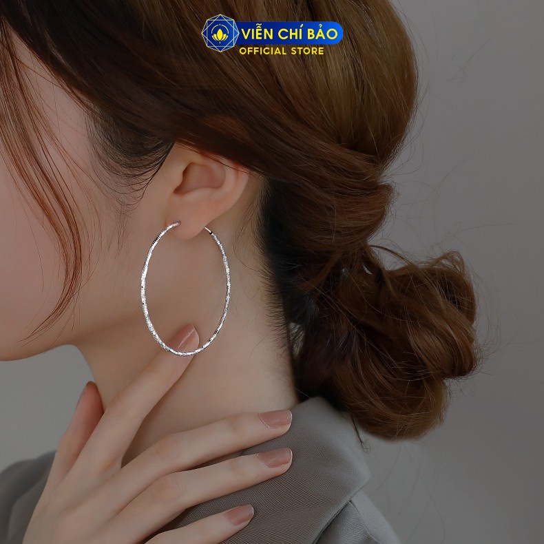 Bông tai bạc nữ Tròn Trơn cá tính 5cm trơn chất liệu bạc 925 thời trang phụ kiện trang sức nữ Viễn Chí Bảo B400364x