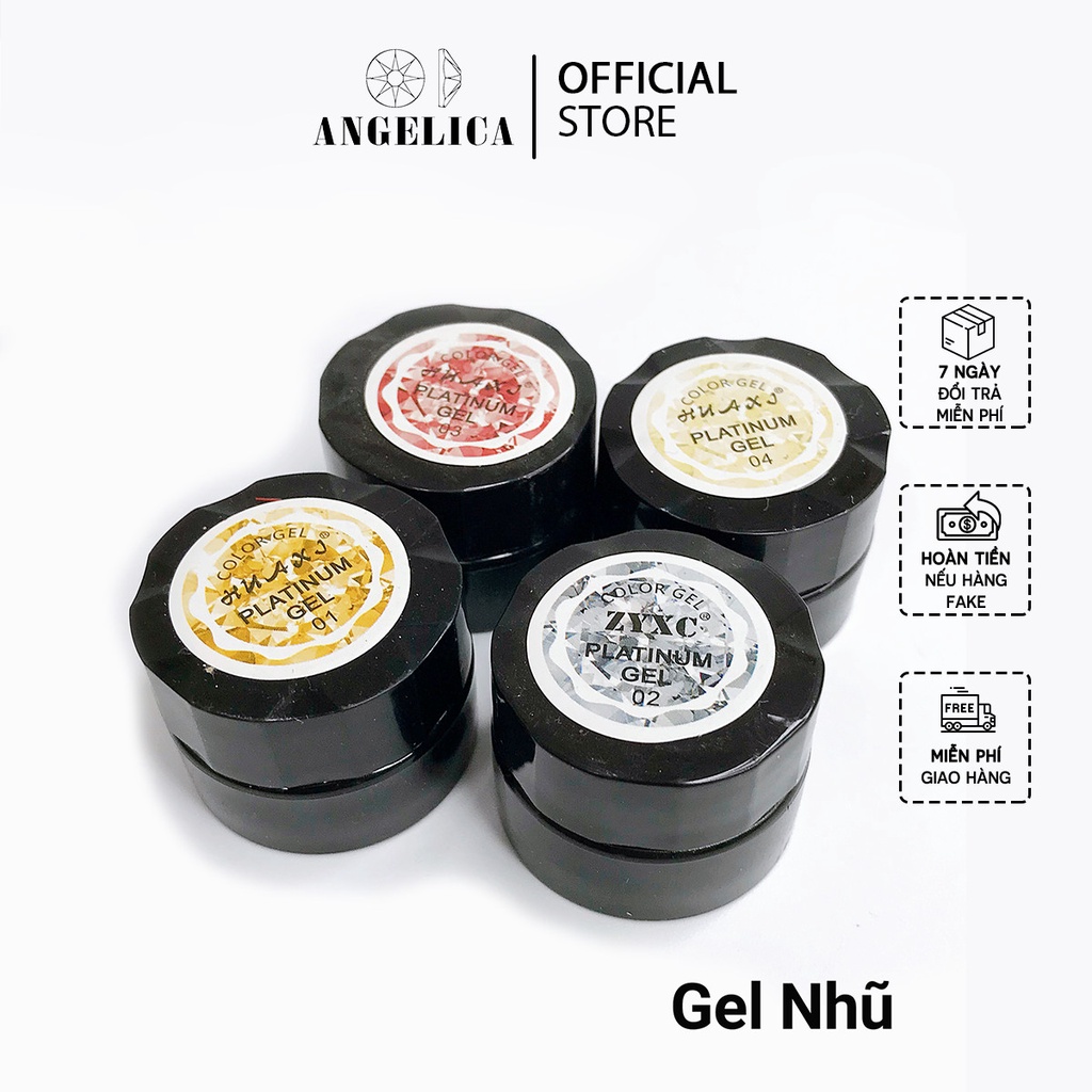 Set 4 Hũ Gel Nhũ Nail Siêu Đặc Kim Tuyến Vẽ Viền Móng ANGELICA GNVM
