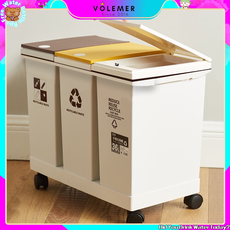 Thùng Rác Phân Loại Khô Và Ướt 60L Tiện Dụng Cho Nhà Bếp