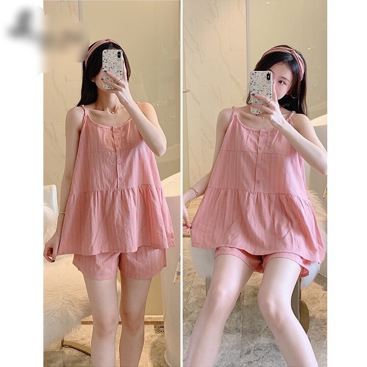Bộ ngủ 2 dây, bộ mặc nhà nữ tiểu thư chất mềm mịn, thoáng mát, mặc ngủ sexy gợi cảm (Mã 2S)