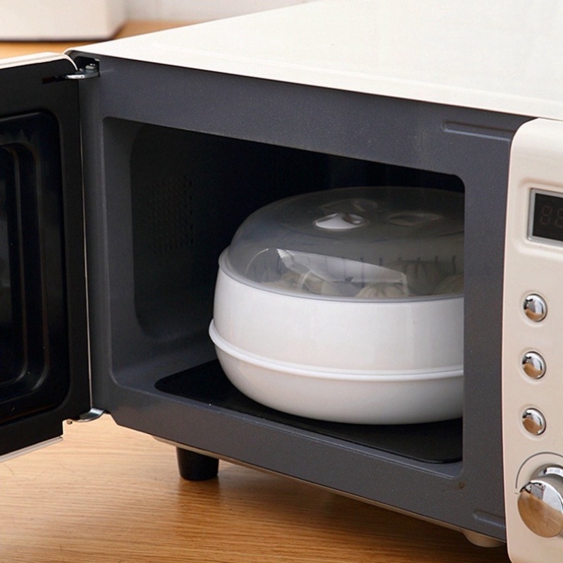 Khay hấp dùng cho lò vi sóng, Khay hấp thực phẩm 3 chi tiết bằng nhựa