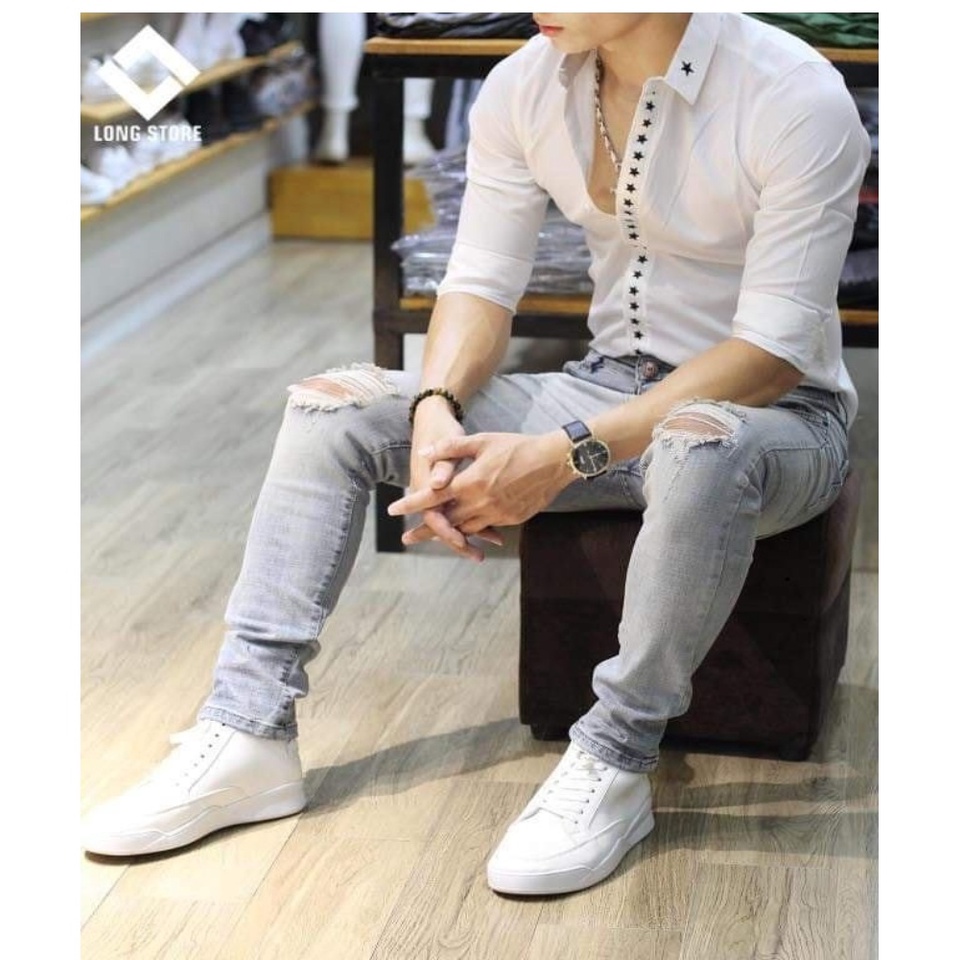 Quần jean Nam rách gối chất bò cao cấp phong cách cá tính siêu hot Tulibs 552 | BigBuy360 - bigbuy360.vn