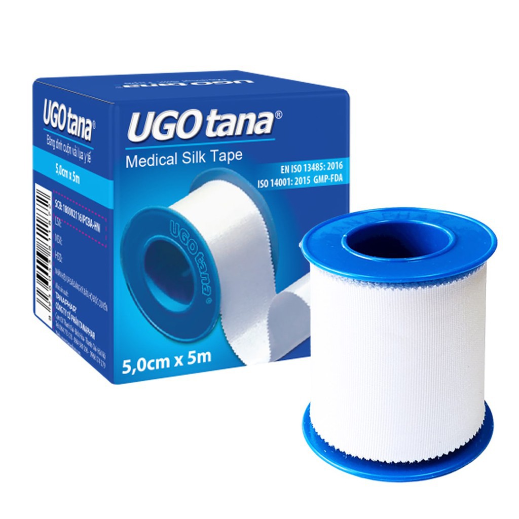 Băng dính cuộn vải lụa y tế UGOTANA 5cm x 5m - Hộp 1 cuộn