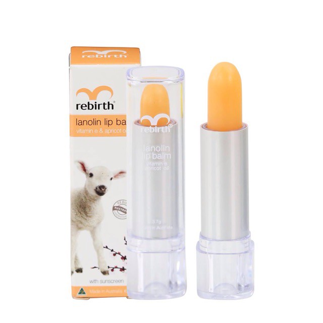 Son dưỡng môi chống nắng giàu Vitamin E Rebirth lanolin lip balm