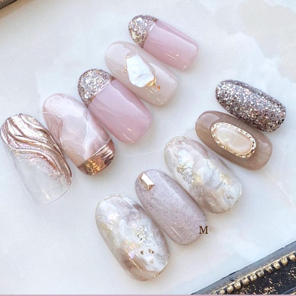 [Hàng mới về] Phụ kiện đính móng trang trí nghệ thuật 3D hình dạng rỗng không cân xứng bằng hợp kim DIY