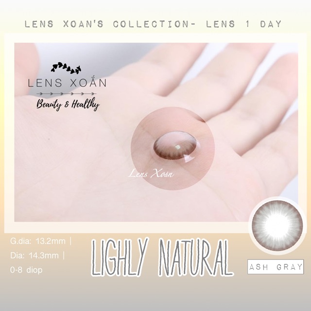 KÍNH ÁP TRÒNG 1 NGÀY LIGHLY NATURAL ASH GRAY - LENS TOWN - LENS XOẮN