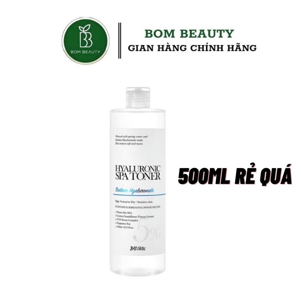 Nước hoa hồng Toner Badskin Hyaluronic Spa Toner 500ml badskin bad skin