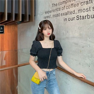 Áo CROPTOP nhún trước hàng Taobao CÓ SẴN