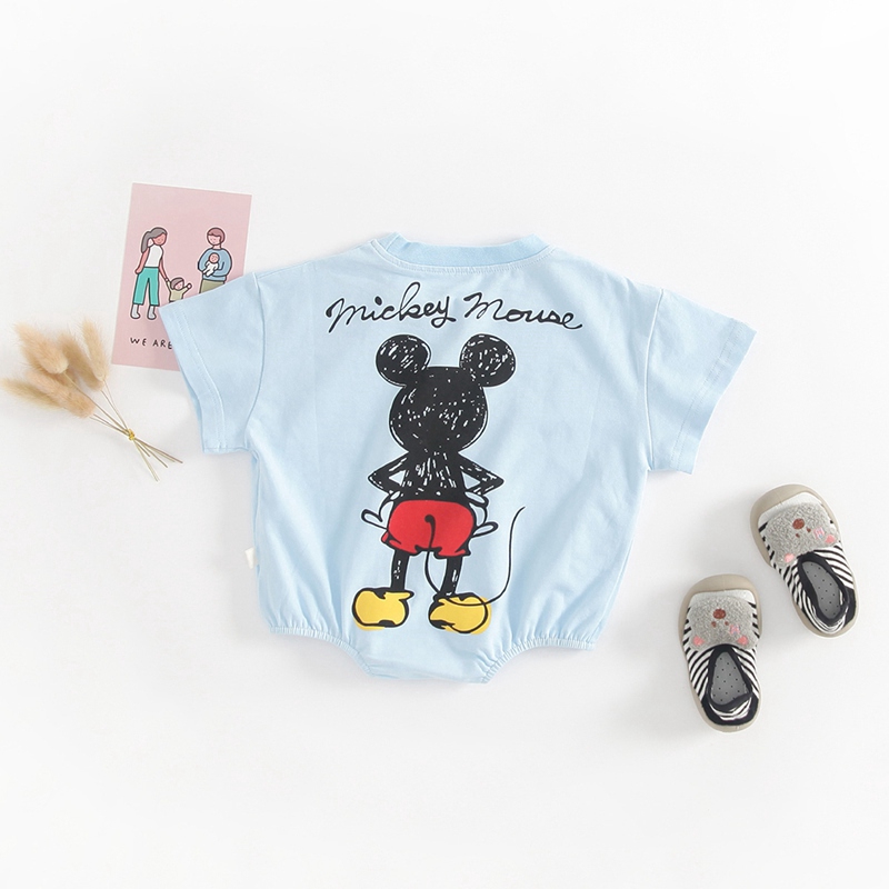 Bộ Áo Liền Quần Tam Giác In Hình Chuột Mickey Cho Bé