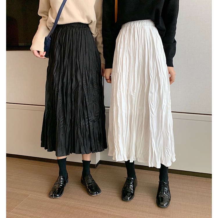 Chân váy SUXI dáng chữ A xếp ly đơn giản phong cách Hàn Quốc cho nữ