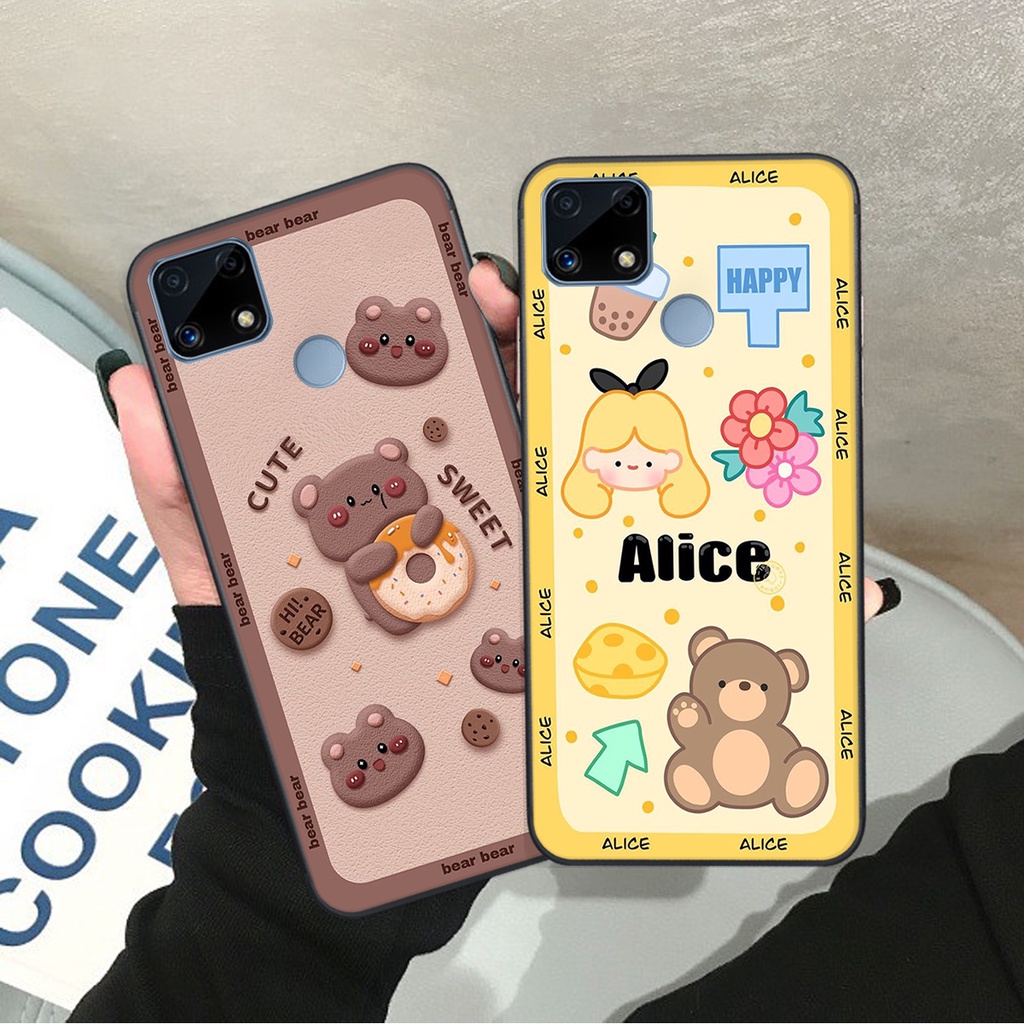 Ốp lưng Realme C25 in hình Gấu nâu - hồng, Gấu Be@rick  cực CUTE, DỄ THƯƠNG