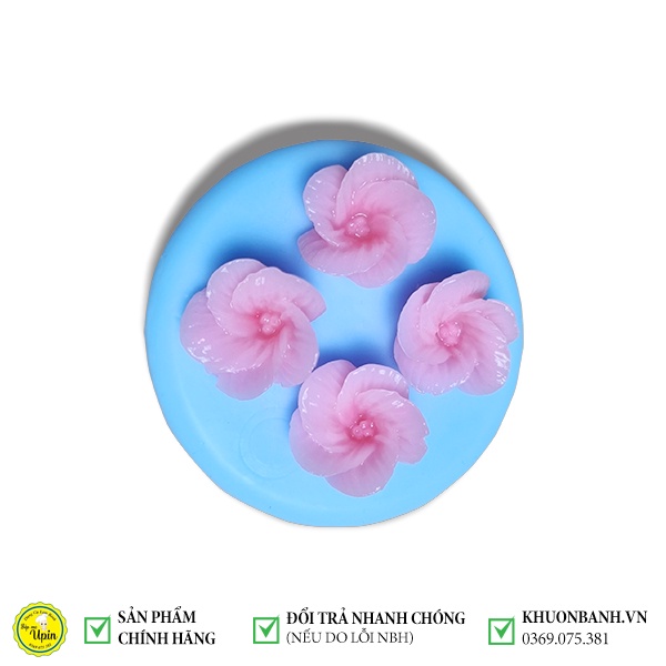 Khuôn silicon 4D vỉ 4 hoa  xoắn mã v8 làm bánh