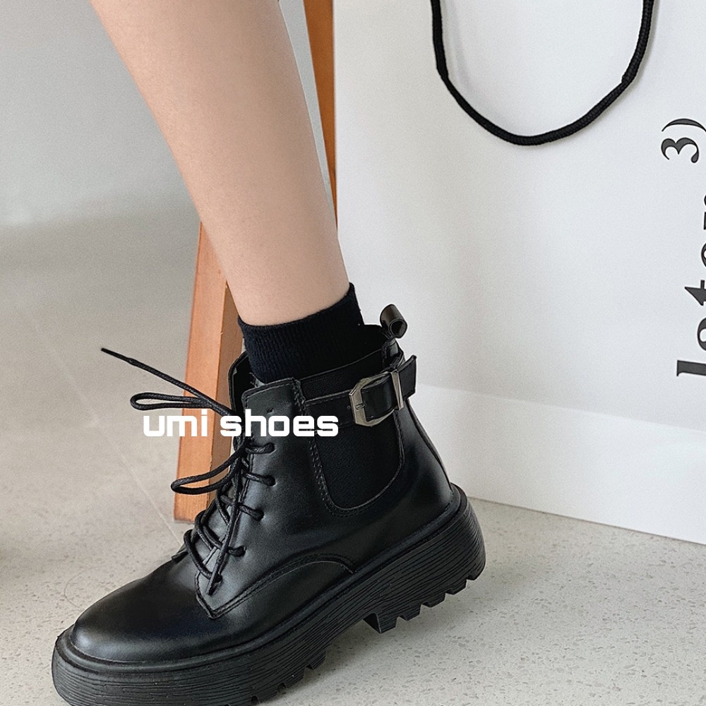 [LOẠI 1-SẴN] Giày bốt cao cổ kéo khóa buộc dây cá tính thời trang hot trend kiểu mới đế cao đẹp đơn giản phong cách Hàn